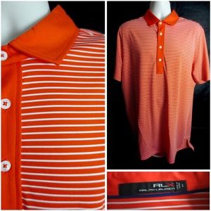 RLX Ralph Lauren L Orange Stripe Polo Golf Shirt